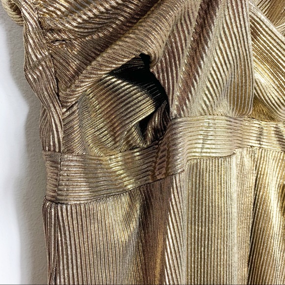 Lulu’s | Love and Luxury Gold Surplice Midi Dress - Picture 6 of 11